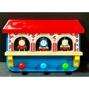 Thomas & Friends Wall Decor Train Shelf 3-Hook Towel Coat Hanger 2001 Vintage